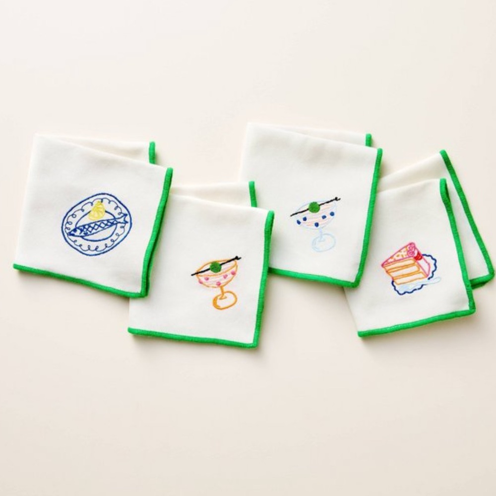 ♠️ 4ct Embroidered Icon Cloth Cocktail Napkins - Kate Spade New York x Target